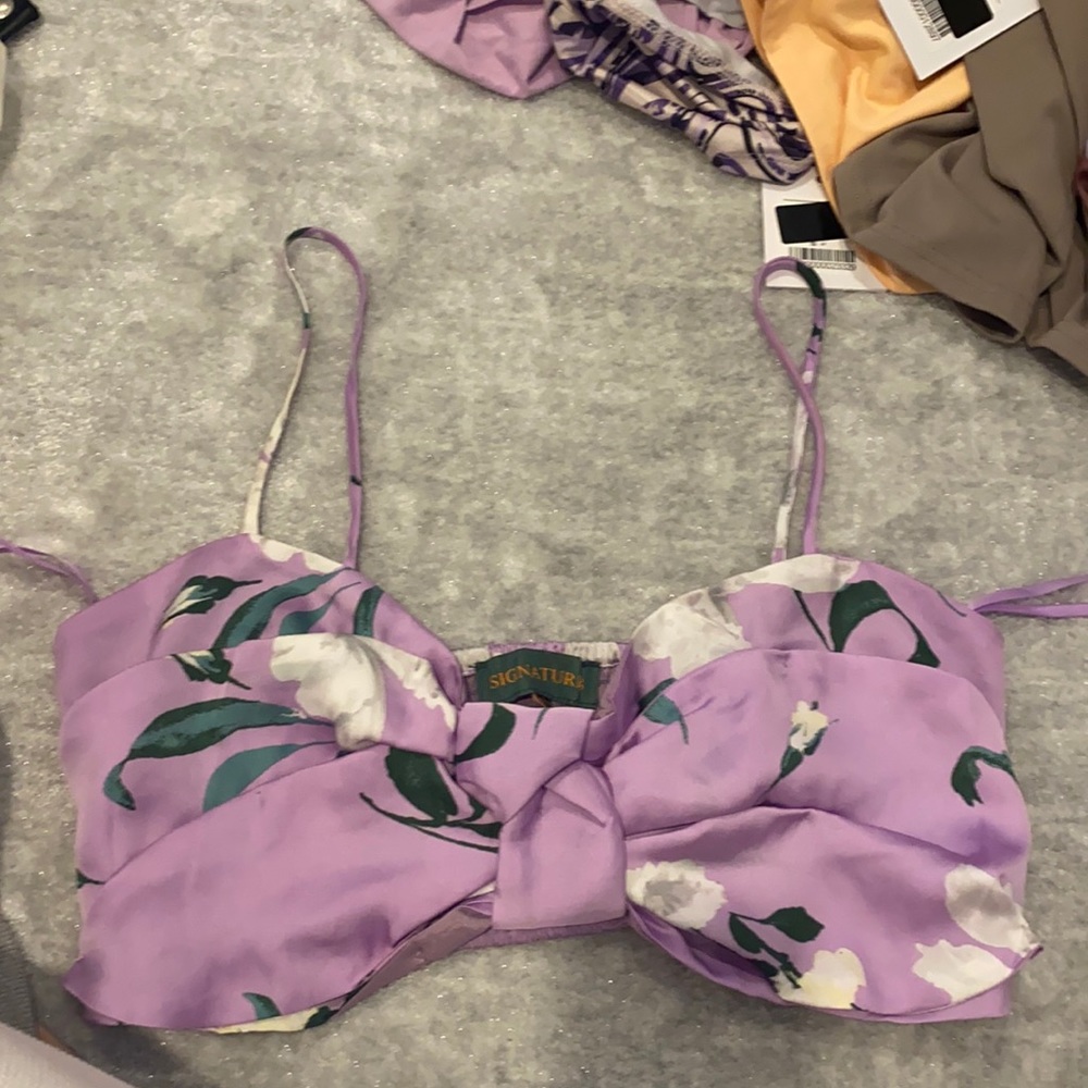 Purple bow crop top
